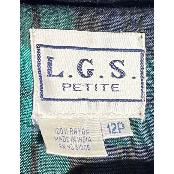 NWT Vtg 12P 80s 90s Trad Wife Green Tartan Plaid Tie Back Midi Dress Frog Button - Picture 5 of 6